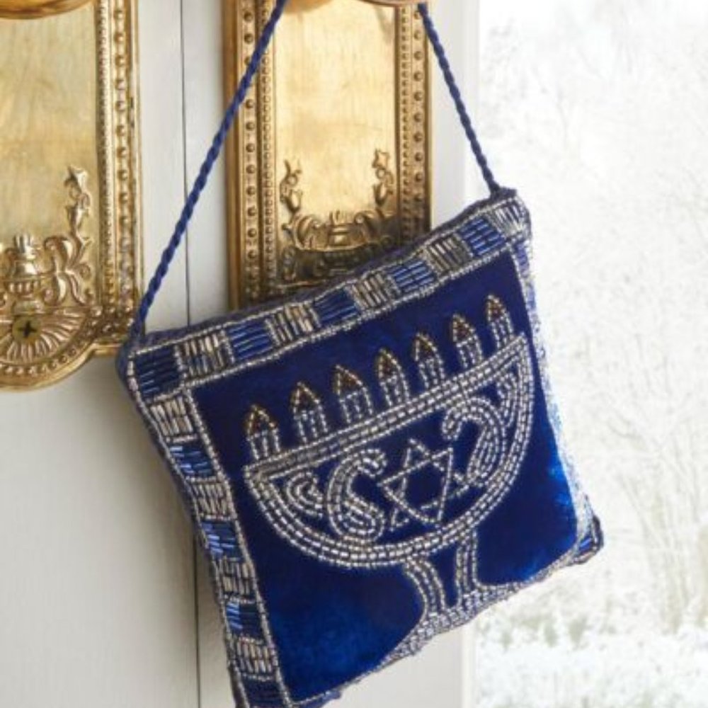 Sudha Pennathur 5" Beaded Menorah Hanukkah Door Knocker